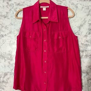 Andrew Sport Silk Women's Sleeveless Button-Down Shirt pink